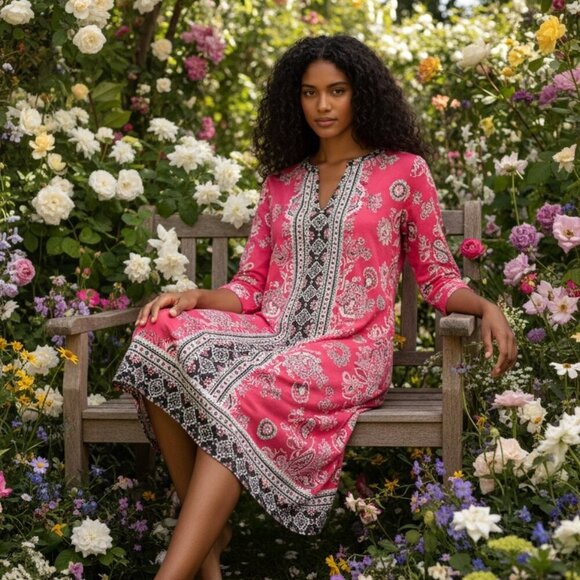 znew Directions Dresses & Skirts - New Directions Women’s Pink Paisley Dress Size Medium